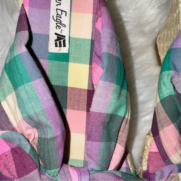 American Eagle Outfitters Pink and Green Wedge Sandals Espadrille Size 8 - Picture 8 of 9